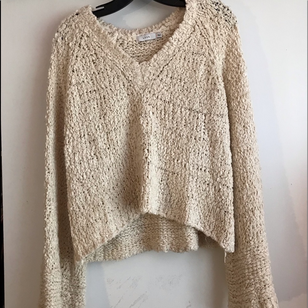 Tan sweater with bell sleeves. Size S.